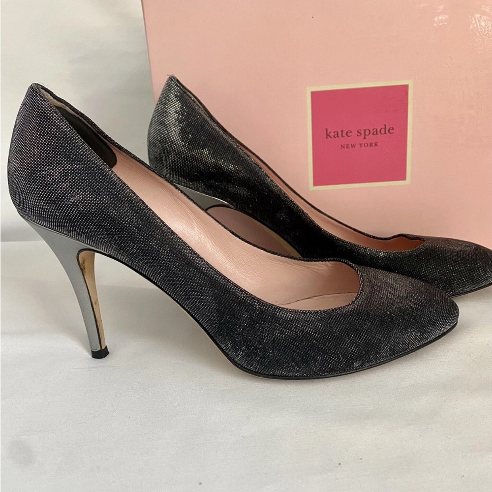 Kate Spade Shimmering Black Silver Heels